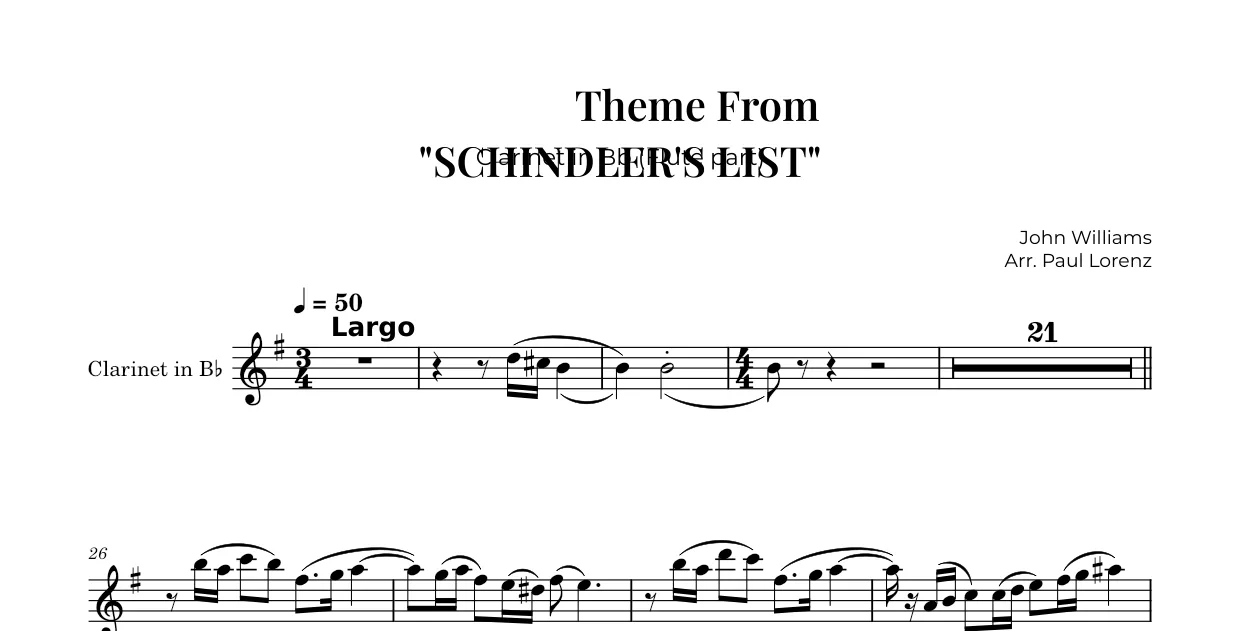 Example: the Flute part as Clarinet in B♭