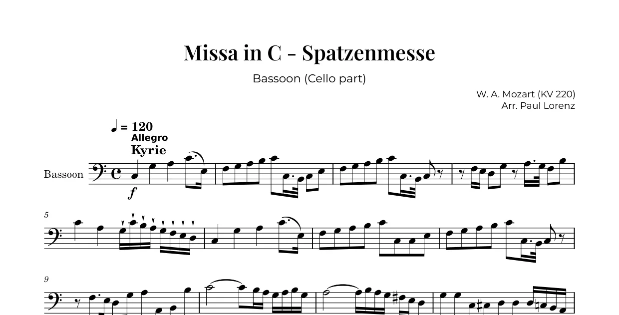 Example: the Cello part as Bassoon