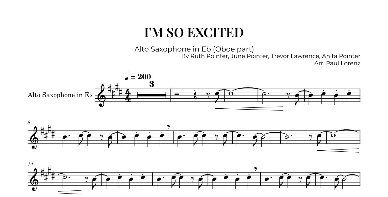 Example: the Oboe part as Alto saxophone in E♭