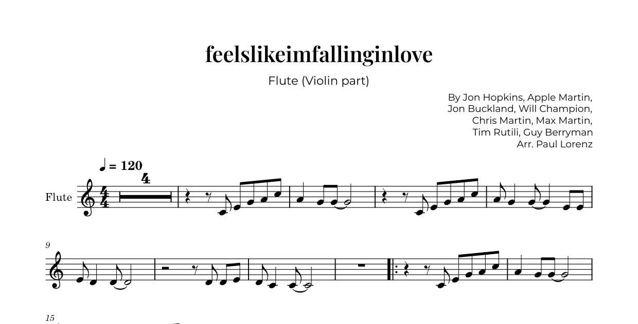 Example: the Violin part as Flute