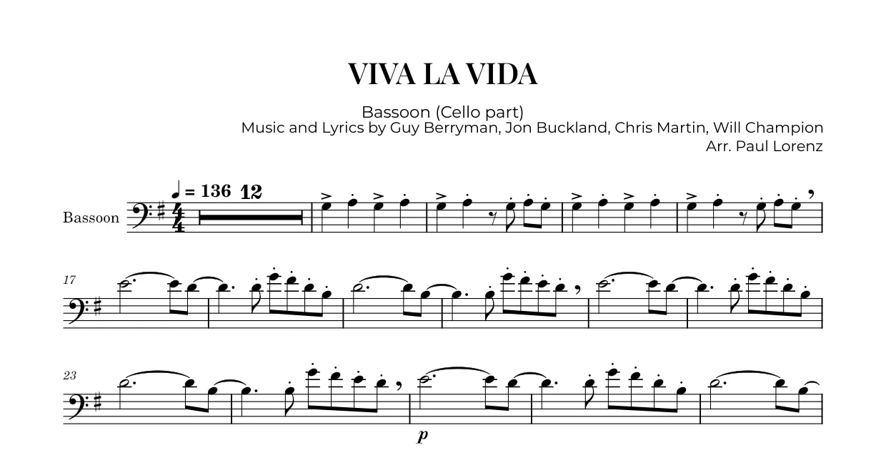 Example: the Cello part as Bassoon