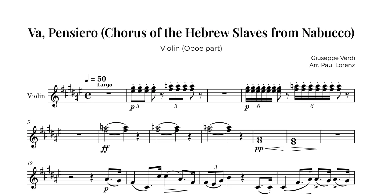 Example: the Oboe part as Violin