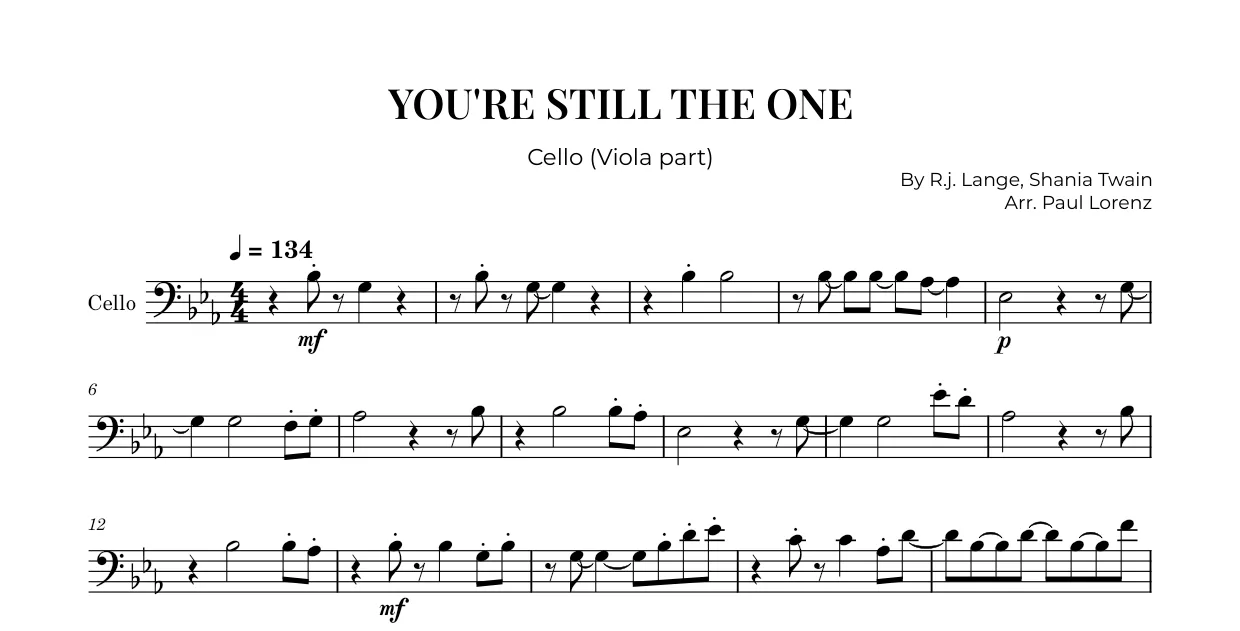 Example: the Viola part as Cello