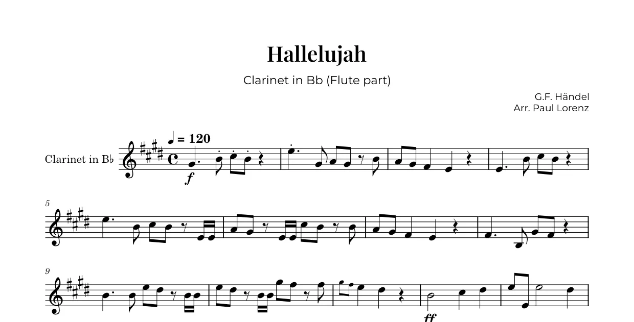 Example: the Flute part as Clarinet in B♭