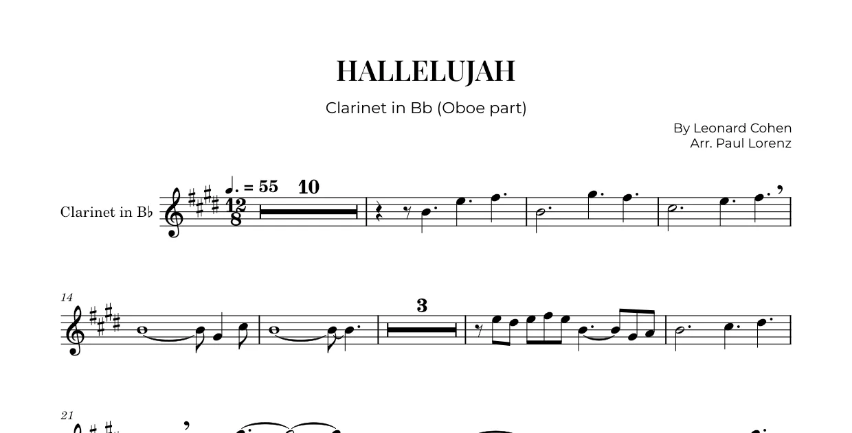 Example: the Oboe part as Clarinet in B♭